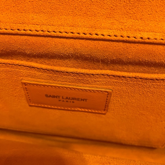 Yves Saint Laurent Classic Y Ligne Clutch Orange w/ Gold - Picture 2 of 13